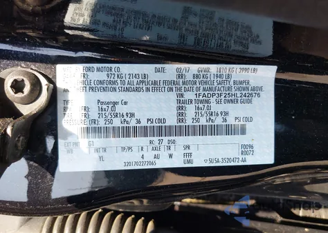 2017 Ford Focus Se from USA, damaged, VIN 1FADP3F25HL242676